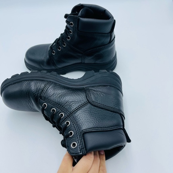 Skechers Workshire Peril ST Black Relaxed Fit Leather Steak Toe High Top Boots - Picture 6 of 9